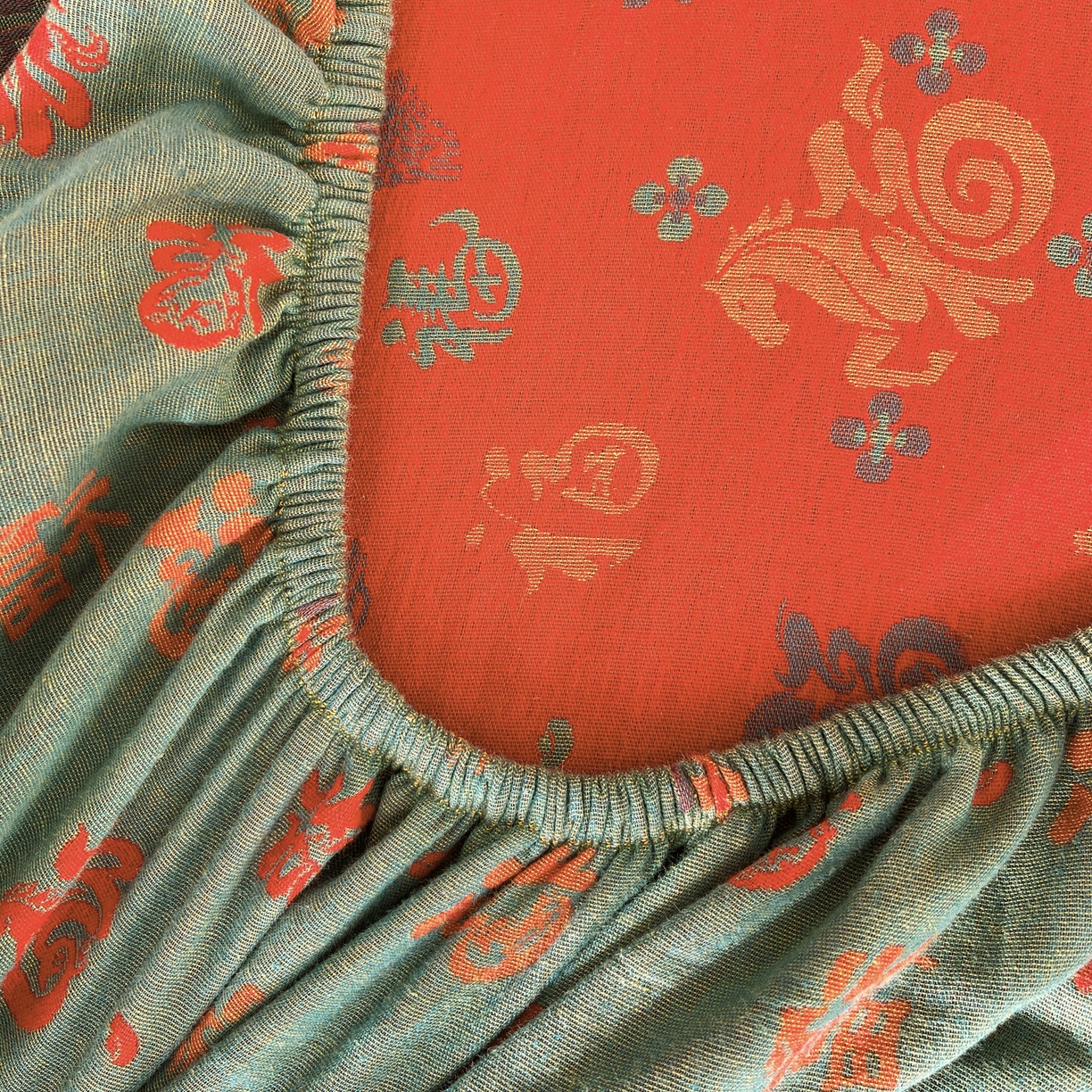 91家纺网 家纺一手货源 找家纺 春皖家纺 2026新款全棉色织双层纱提花百福系列拉链款-单床笠 绿福马