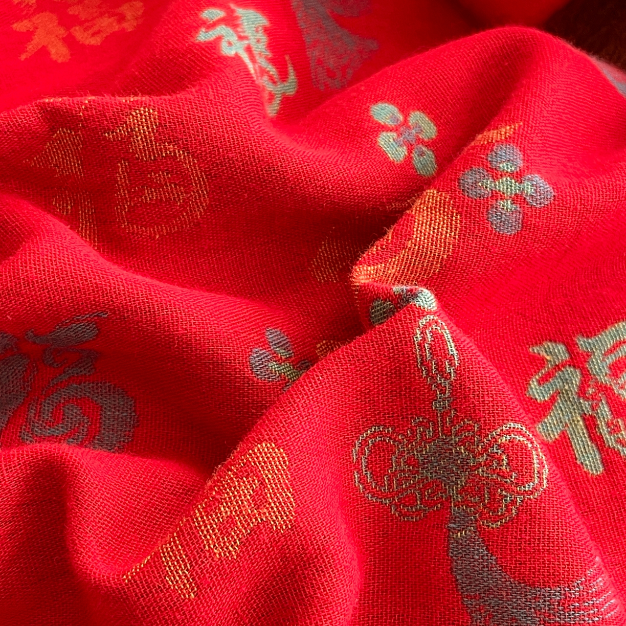 91家纺网 家纺一手货源 找家纺 春皖家纺 2026新款全棉色织双层纱提花百福系列拉链款-单被套 红福马