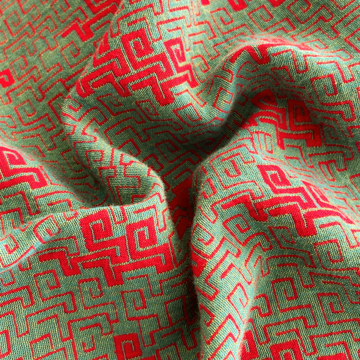 91家纺网 家纺一手货源 找家纺 春皖家纺 2026新款全棉色织双层纱提花百福系列拉链款-单被套 绿赤兔