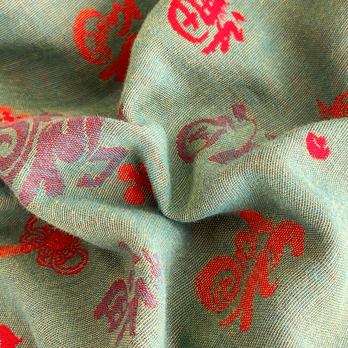 91家纺网 家纺一手货源 找家纺 春皖家纺 2026新款全棉色织双层纱提花百福系列拉链款-四件套 绿福马