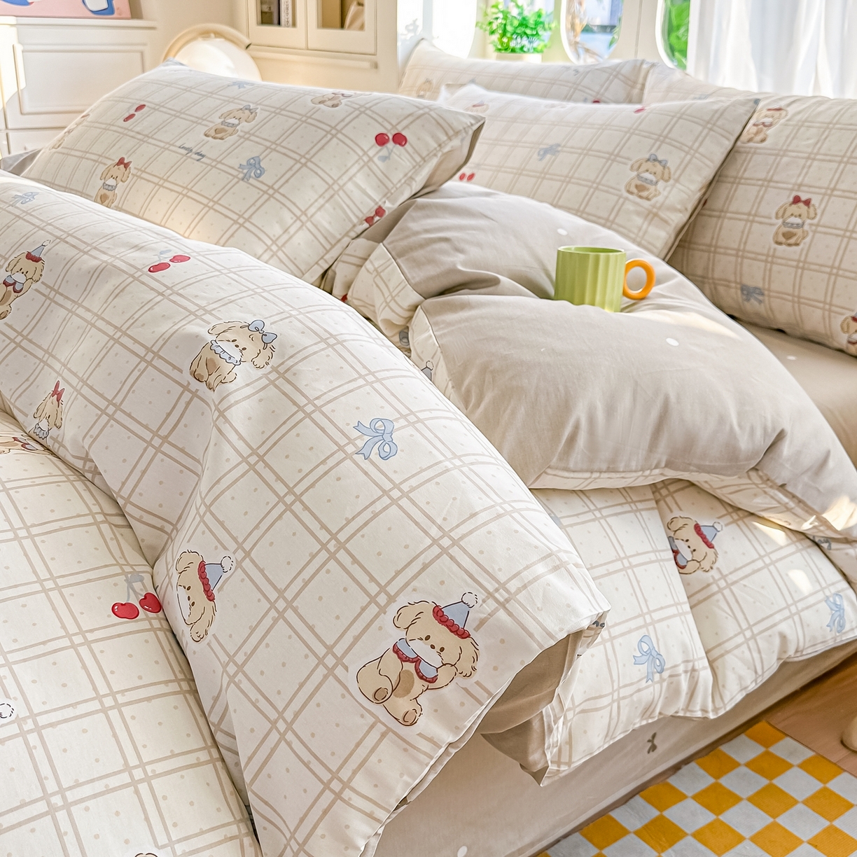 颜选 2026新款全棉纯棉印花四件套 班尼小狗