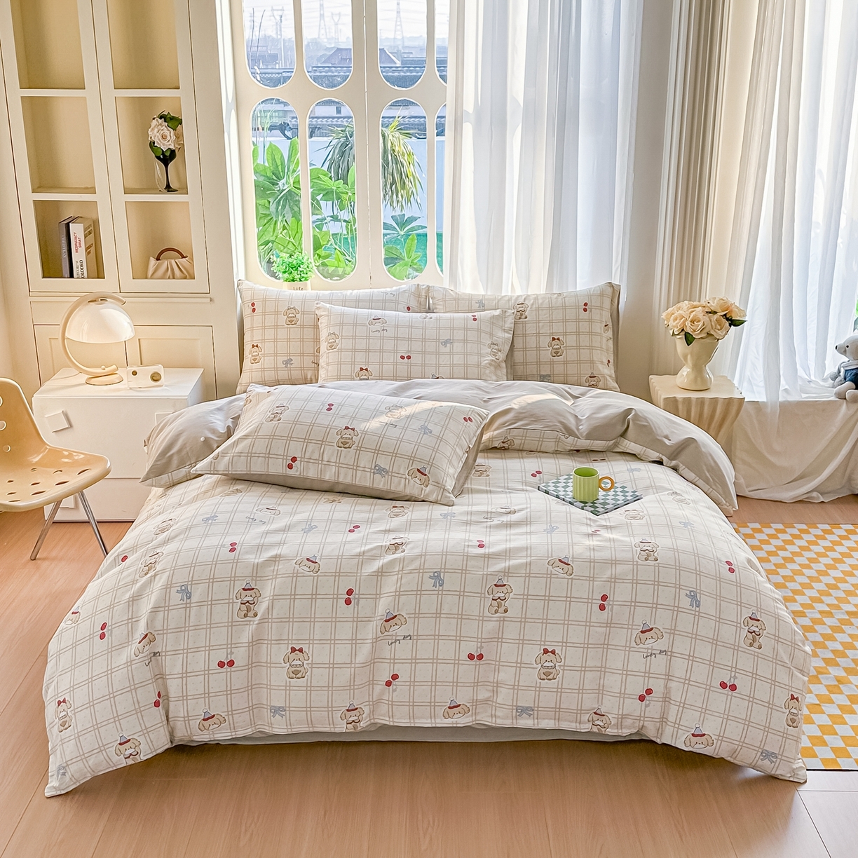 91家纺网 家纺一手货源 找家纺 颜选 2026新款全棉纯棉印花四件套 班尼小狗