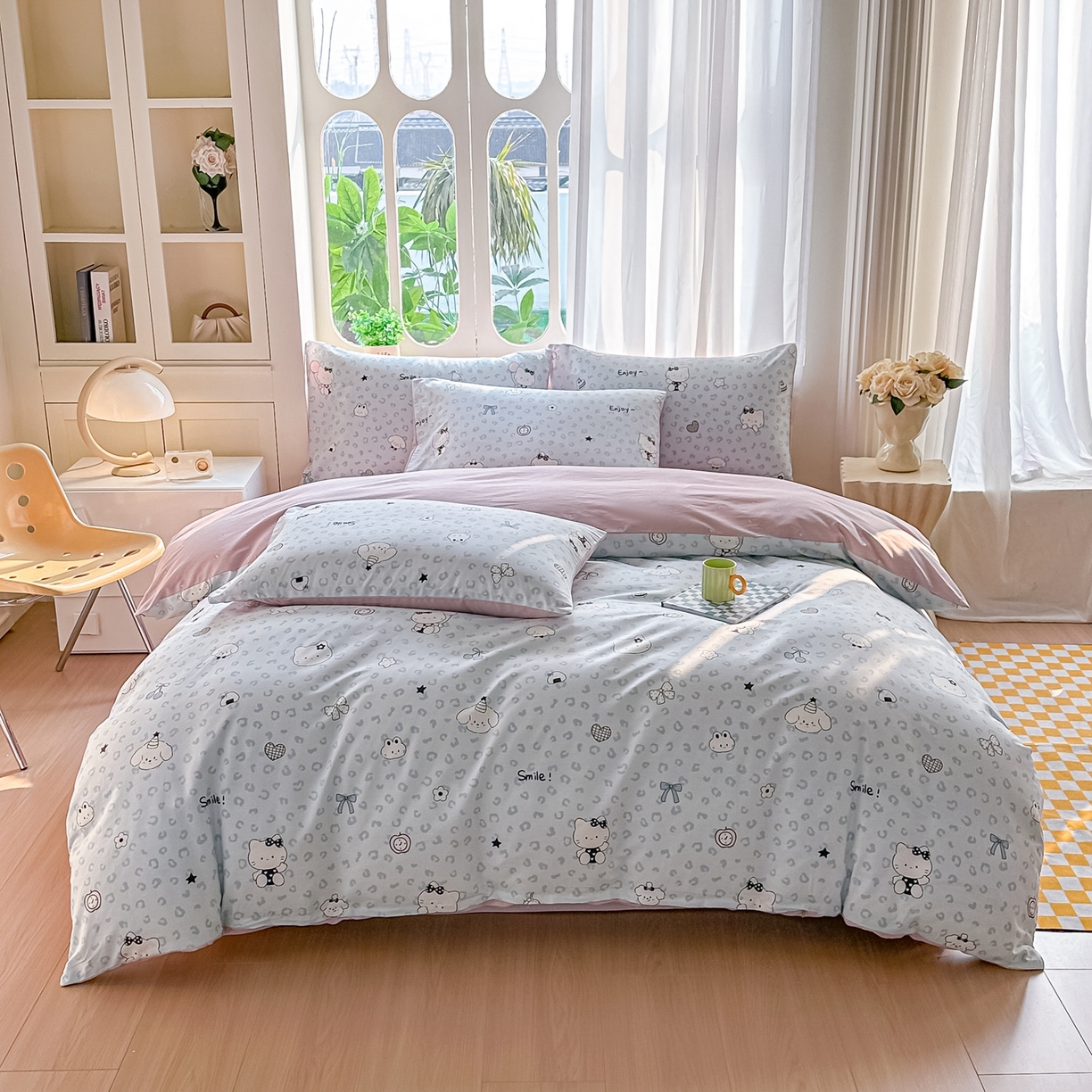 91家纺网 家纺一手货源 找家纺 颜选 2026新款全棉纯棉印花四件套 豹纹猫咪