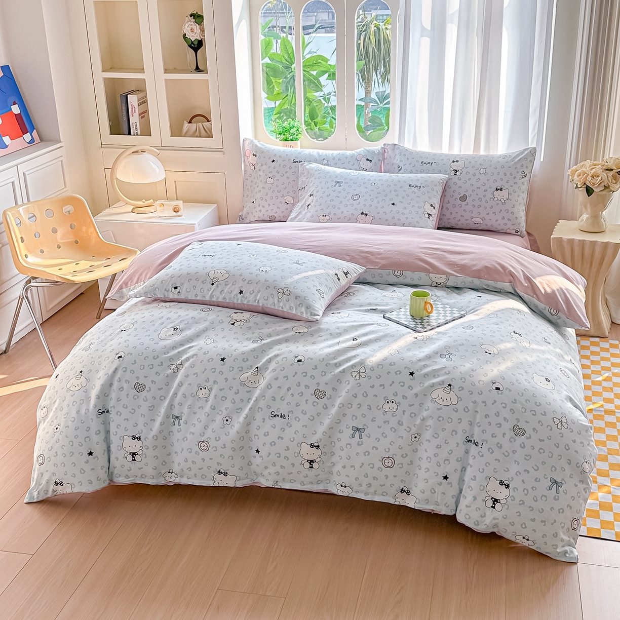 91家纺网 家纺一手货源 找家纺 颜选 2026新款全棉纯棉印花四件套 豹纹猫咪