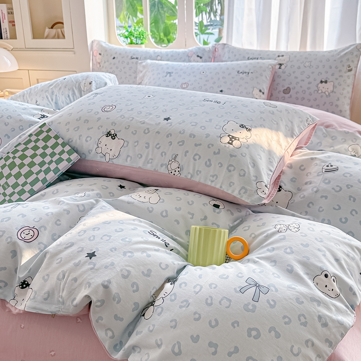 91家纺网 家纺一手货源 找家纺 颜选 2026新款全棉纯棉印花四件套 豹纹猫咪