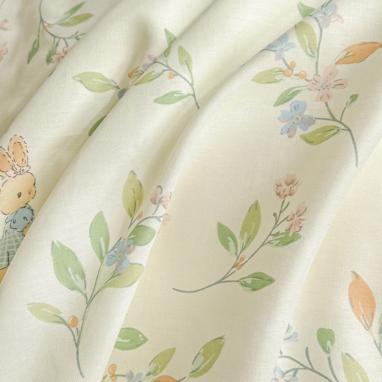 91家纺网 家纺一手货源 找家纺 颜选 2026新款全棉纯棉印花四件套 风铃小兔