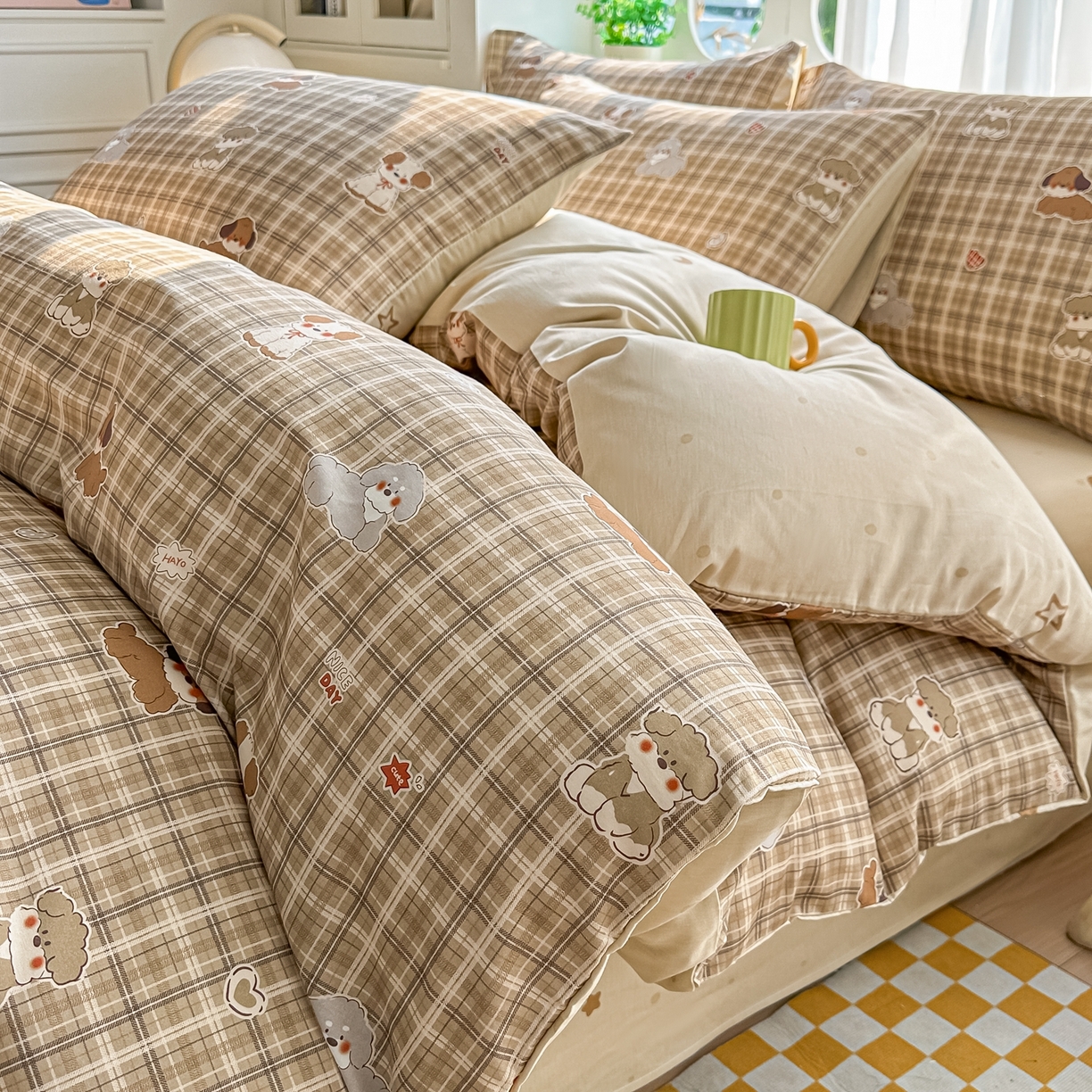 颜选 2026新款全棉纯棉印花四件套 哈哈狗