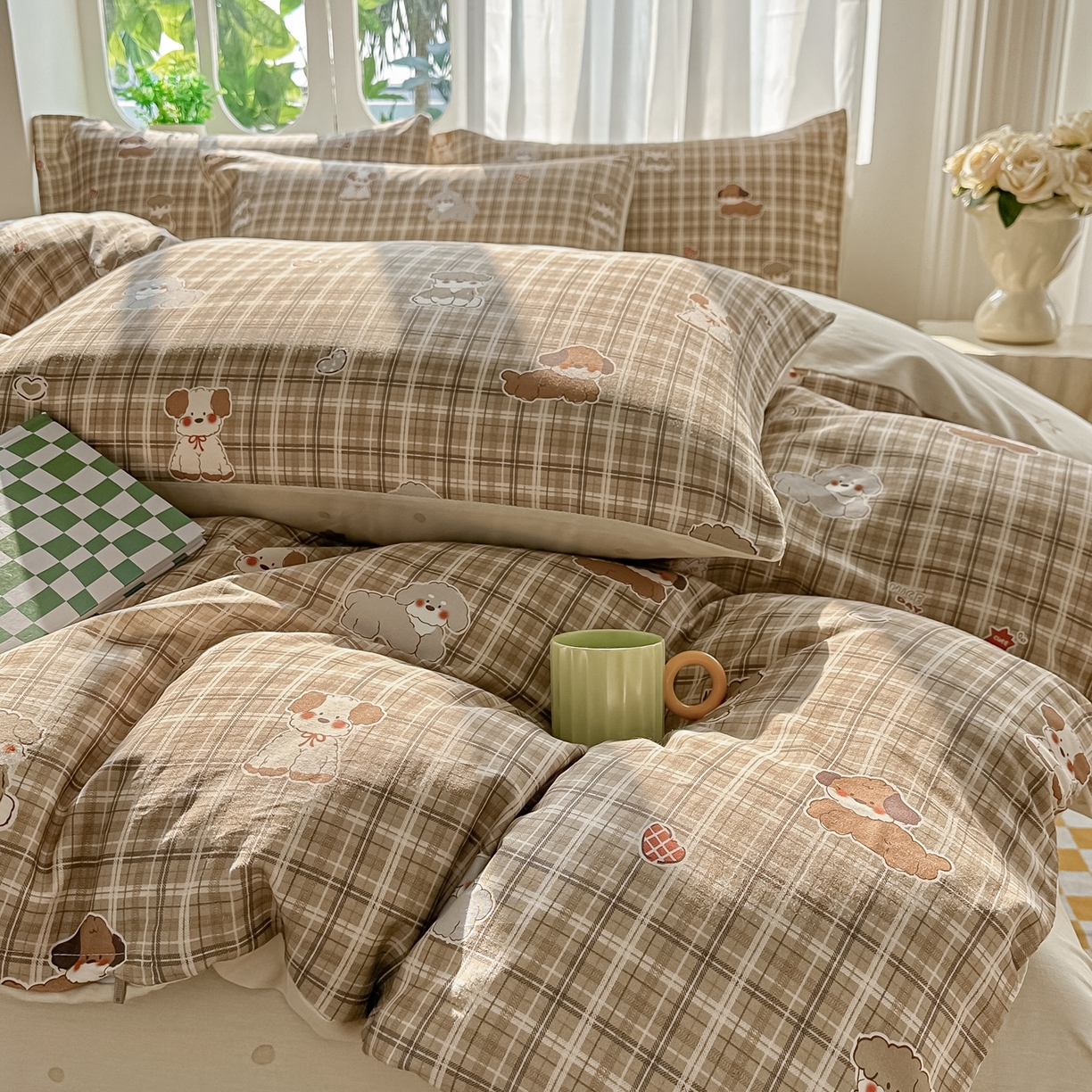 91家纺网 家纺一手货源 找家纺 颜选 2026新款全棉纯棉印花四件套 哈哈狗