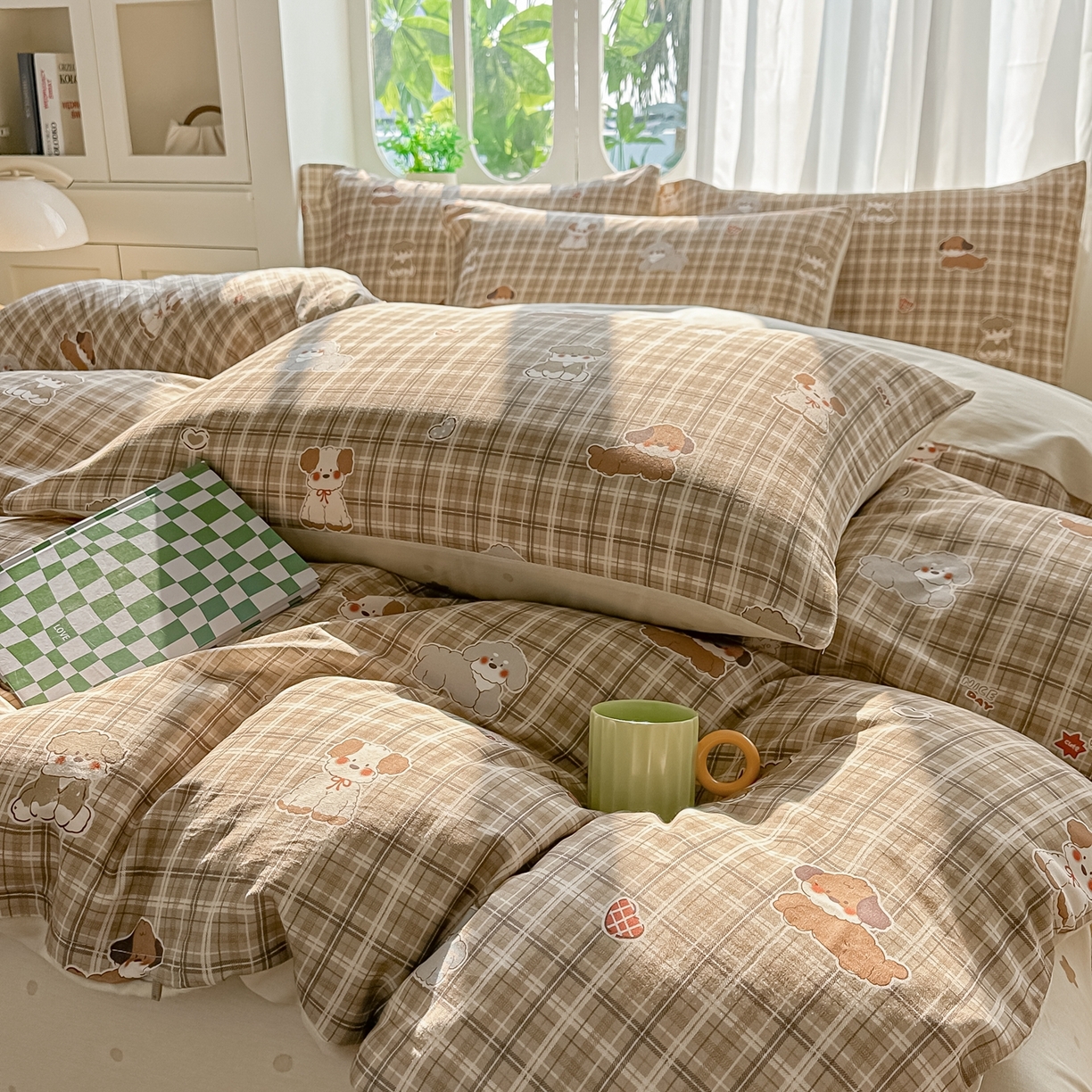 91家纺网 家纺一手货源 找家纺 颜选 2026新款全棉纯棉印花四件套 哈哈狗