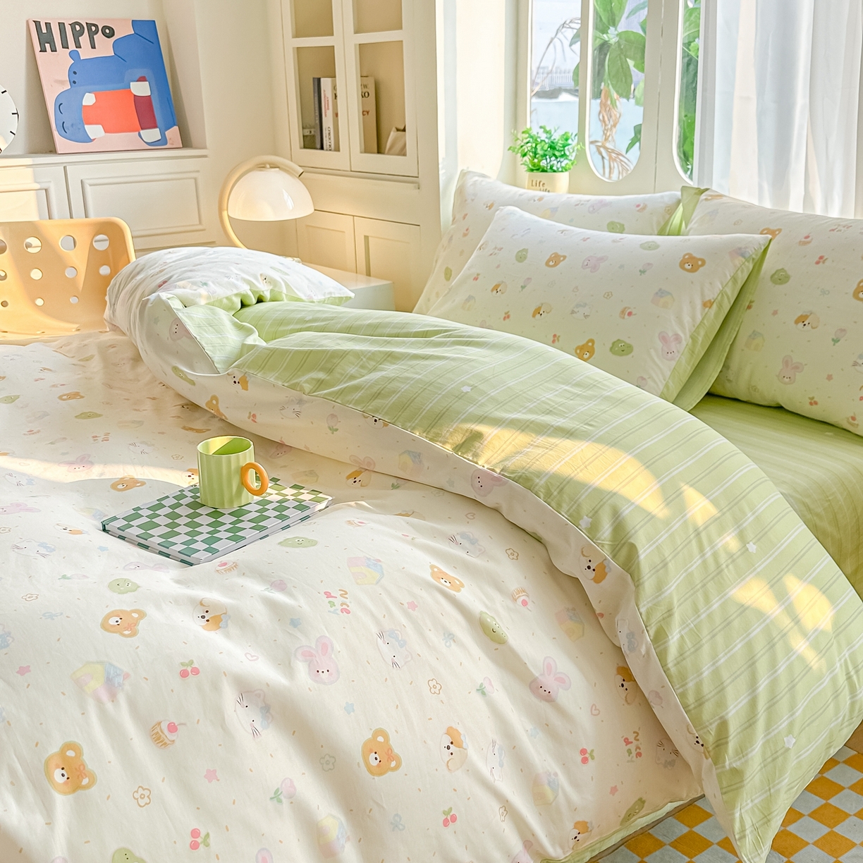 91家纺网 家纺一手货源 找家纺 颜选 2026新款全棉纯棉印花四件套 假日小狗