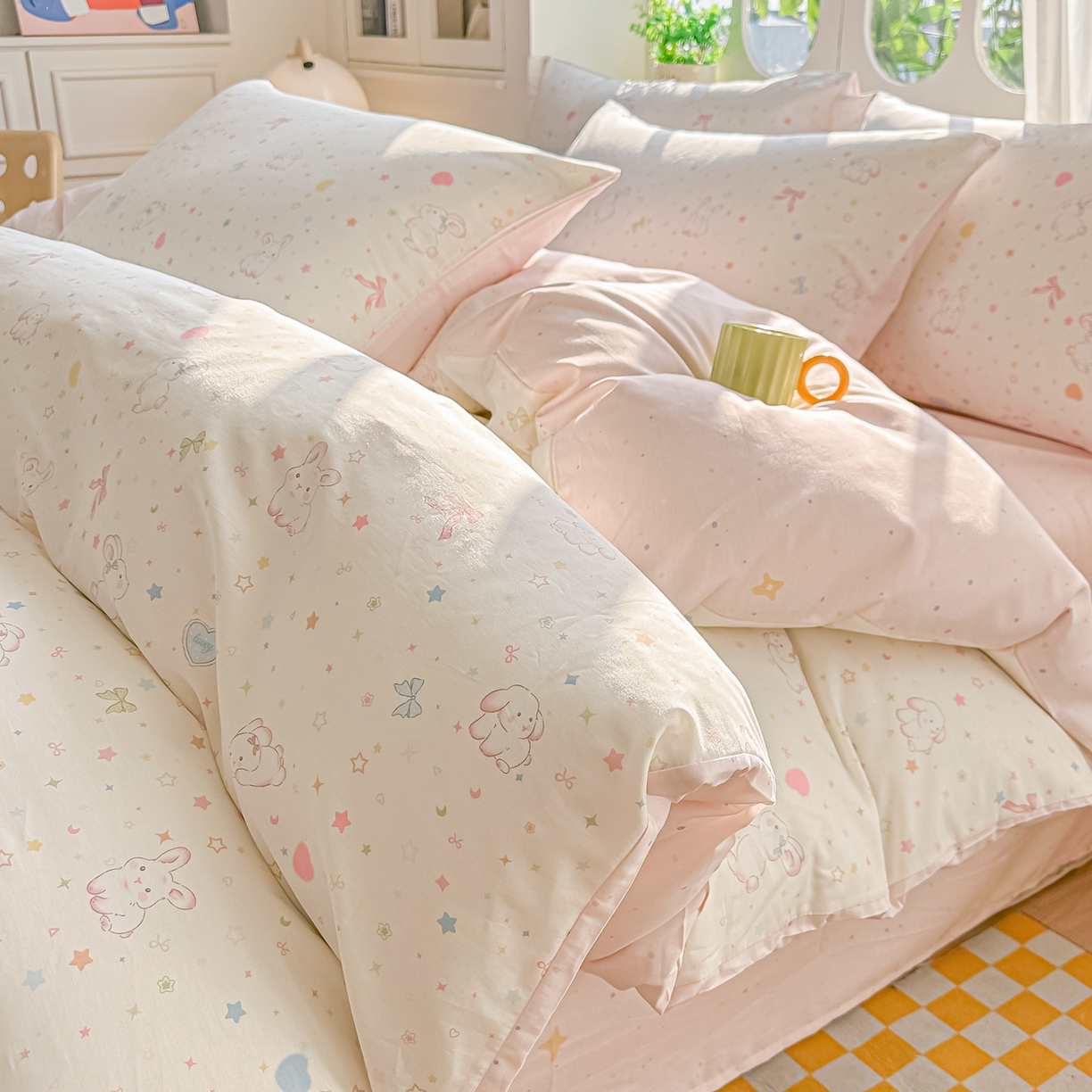 颜选 2026新款全棉纯棉印花四件套 兔兔甜心