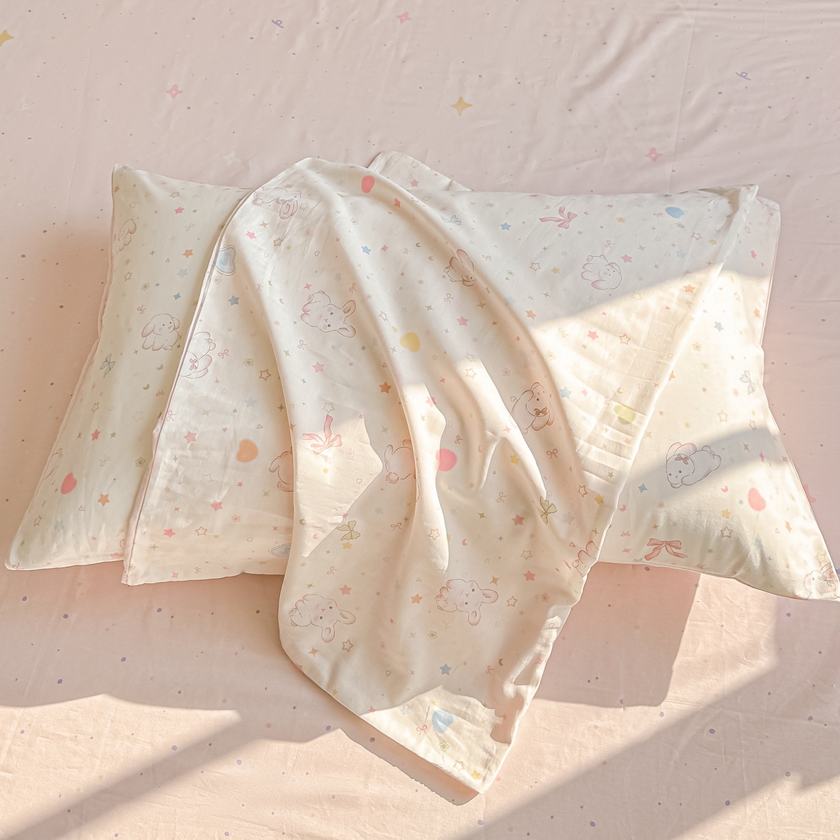 91家纺网 家纺一手货源 找家纺 颜选 2026新款全棉纯棉印花四件套 兔兔甜心