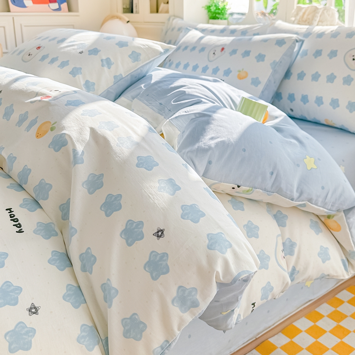 颜选 2026新款全棉纯棉印花四件套 星星狗