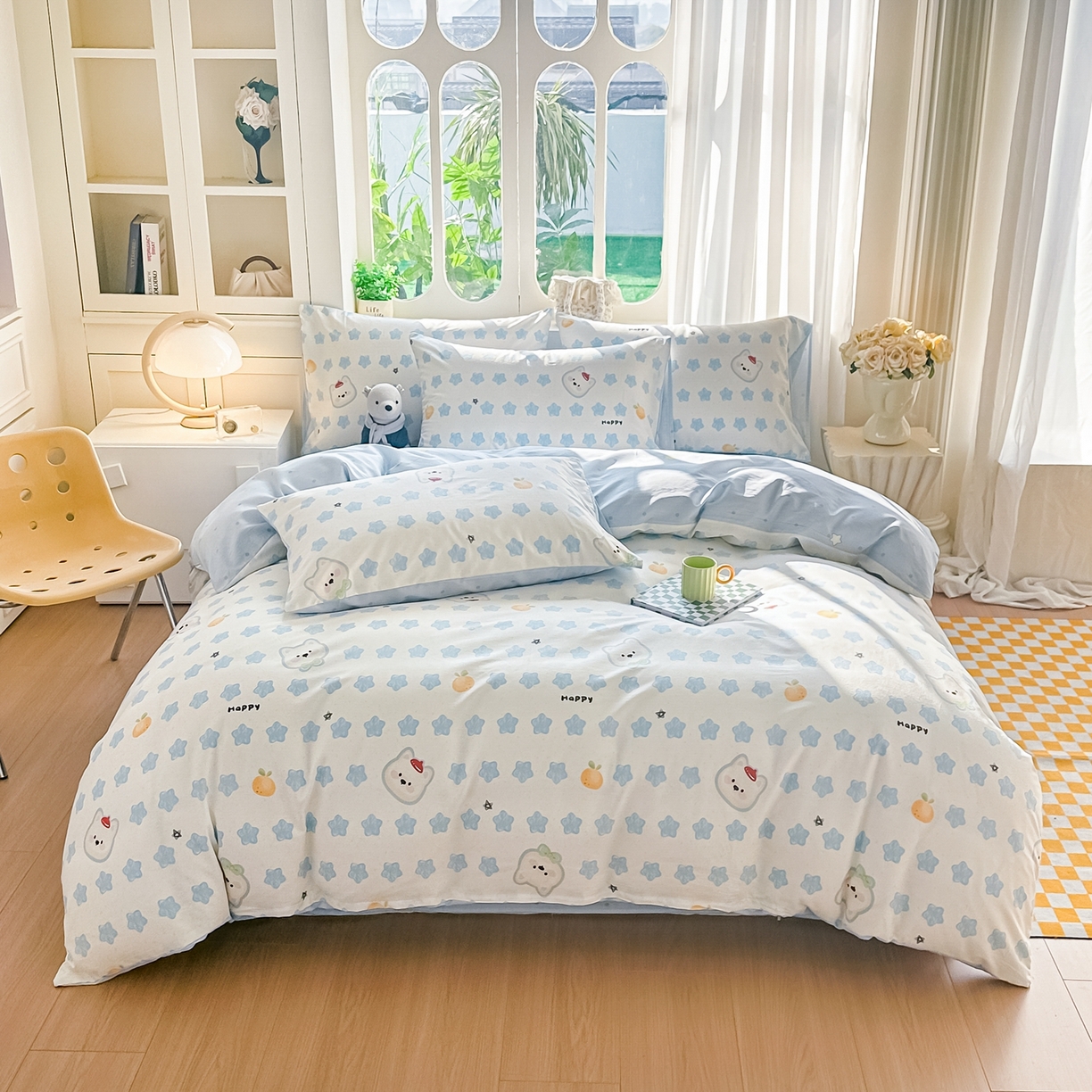 91家纺网 家纺一手货源 找家纺 颜选 2026新款全棉纯棉印花四件套 星星狗