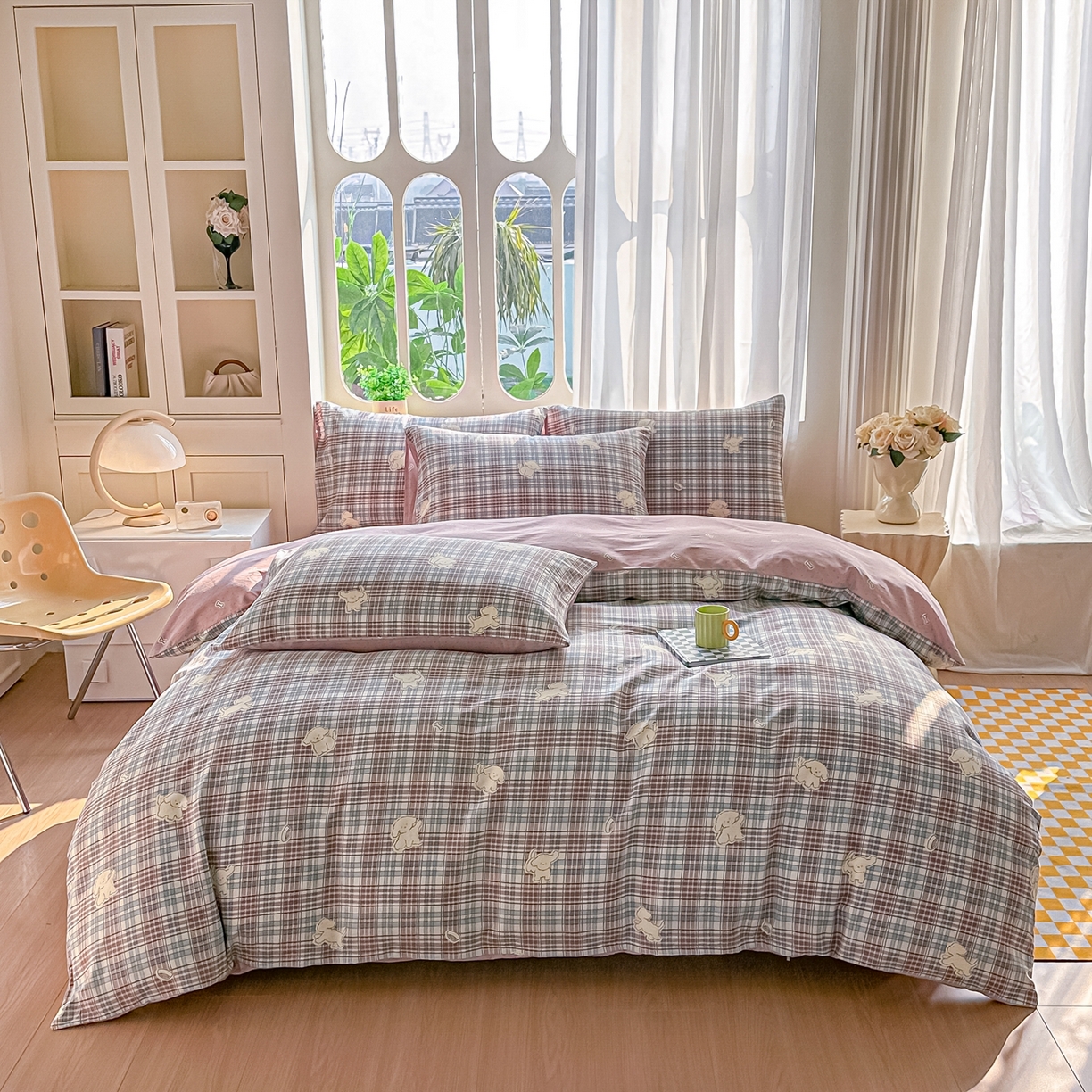 91家纺网 家纺一手货源 找家纺 颜选 2026新款全棉纯棉印花四件套 英伦狗