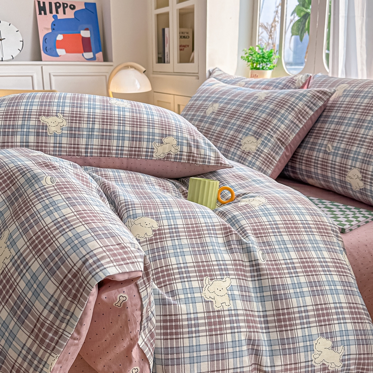 91家纺网 家纺一手货源 找家纺 颜选 2026新款全棉纯棉印花四件套 英伦狗