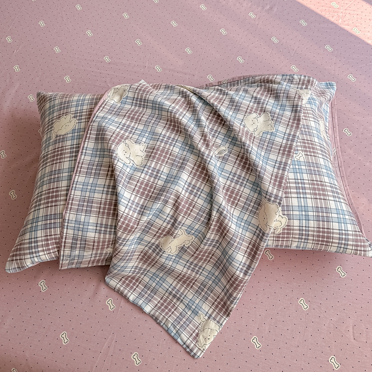 91家纺网 家纺一手货源 找家纺 颜选 2026新款全棉纯棉印花四件套 英伦狗