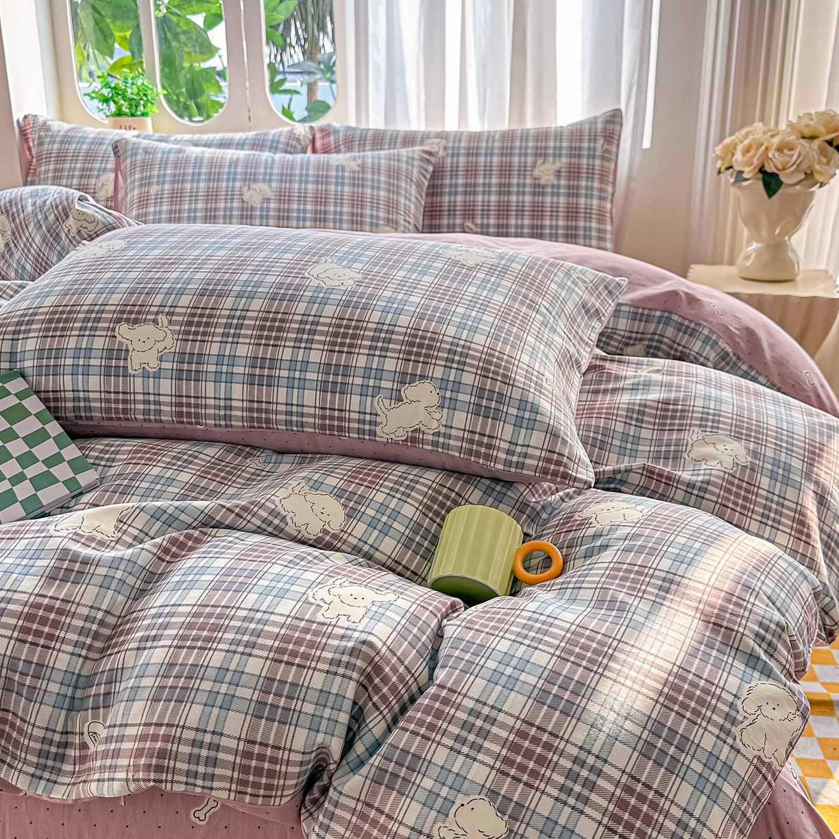 91家纺网 家纺一手货源 找家纺 颜选 2026新款全棉纯棉印花四件套 英伦狗