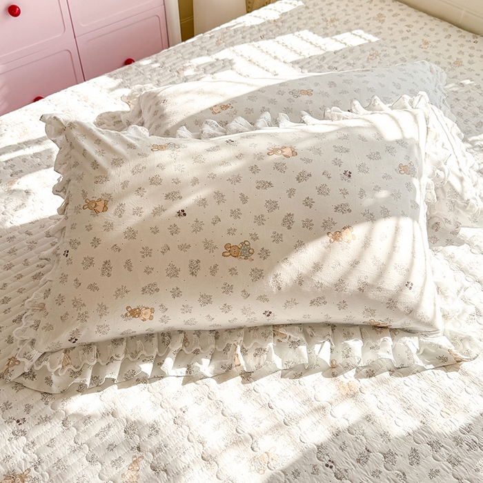 91家纺网 家纺一手货源 找家纺 （总）韩约家纺 2026新款韩式双层花边古法棉感床盖四件套