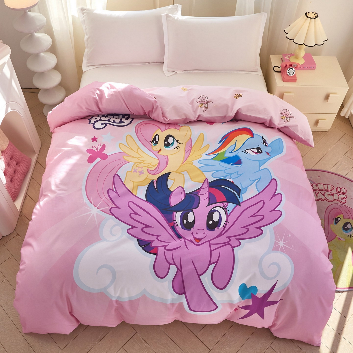 91家纺网 家纺一手货源 找家纺 （总）蘭菲家纺 2026新款全棉纯棉大版卡通单被套被套单件-小马宝莉