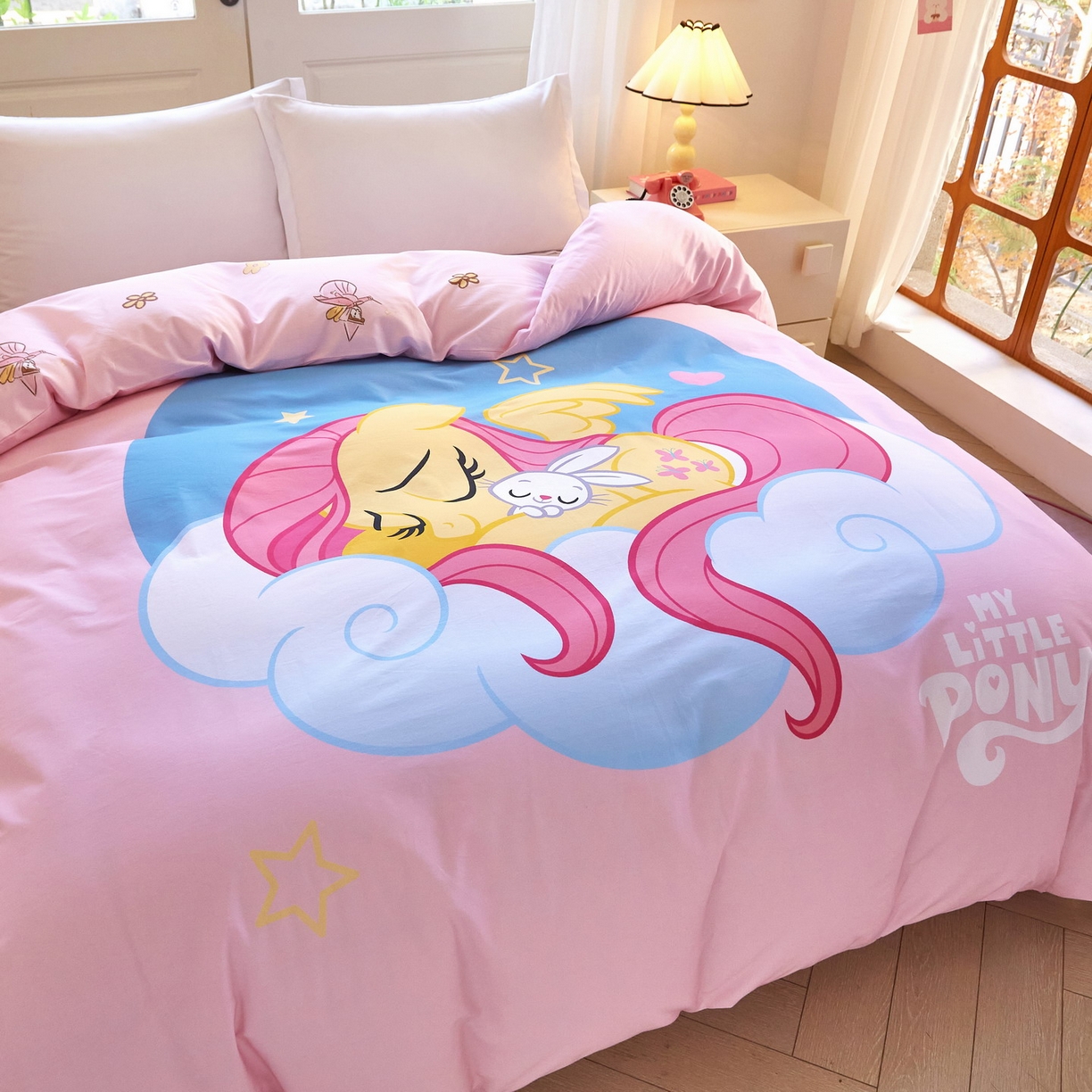 91家纺网 家纺一手货源 找家纺 蘭菲家纺 2026新款全棉纯棉大版卡通单被套被套单件-小马宝莉 晚安.宝莉