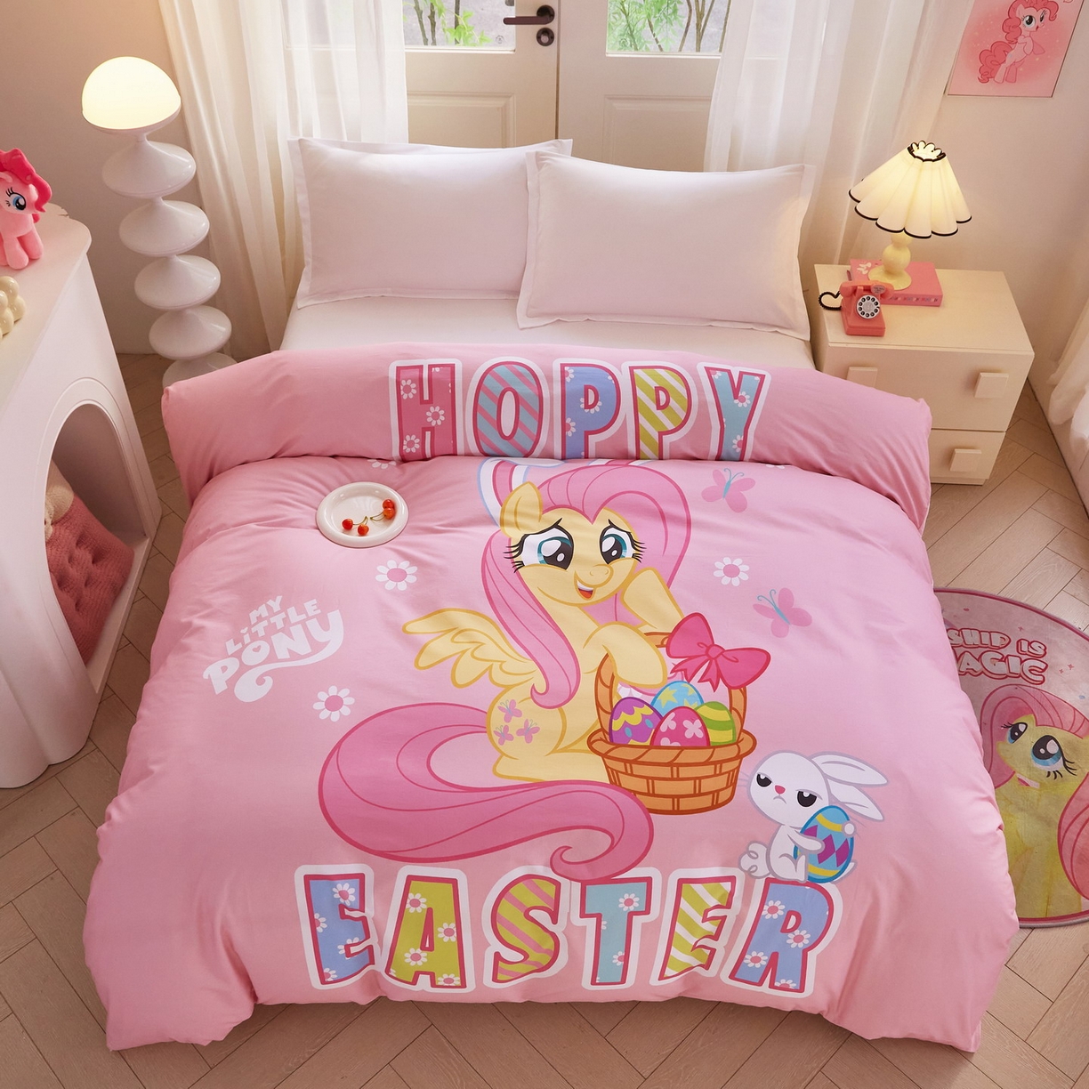 蘭菲家纺 2026新款全棉纯棉大版卡通单被套被套单件-小马宝莉 粉色.宝莉