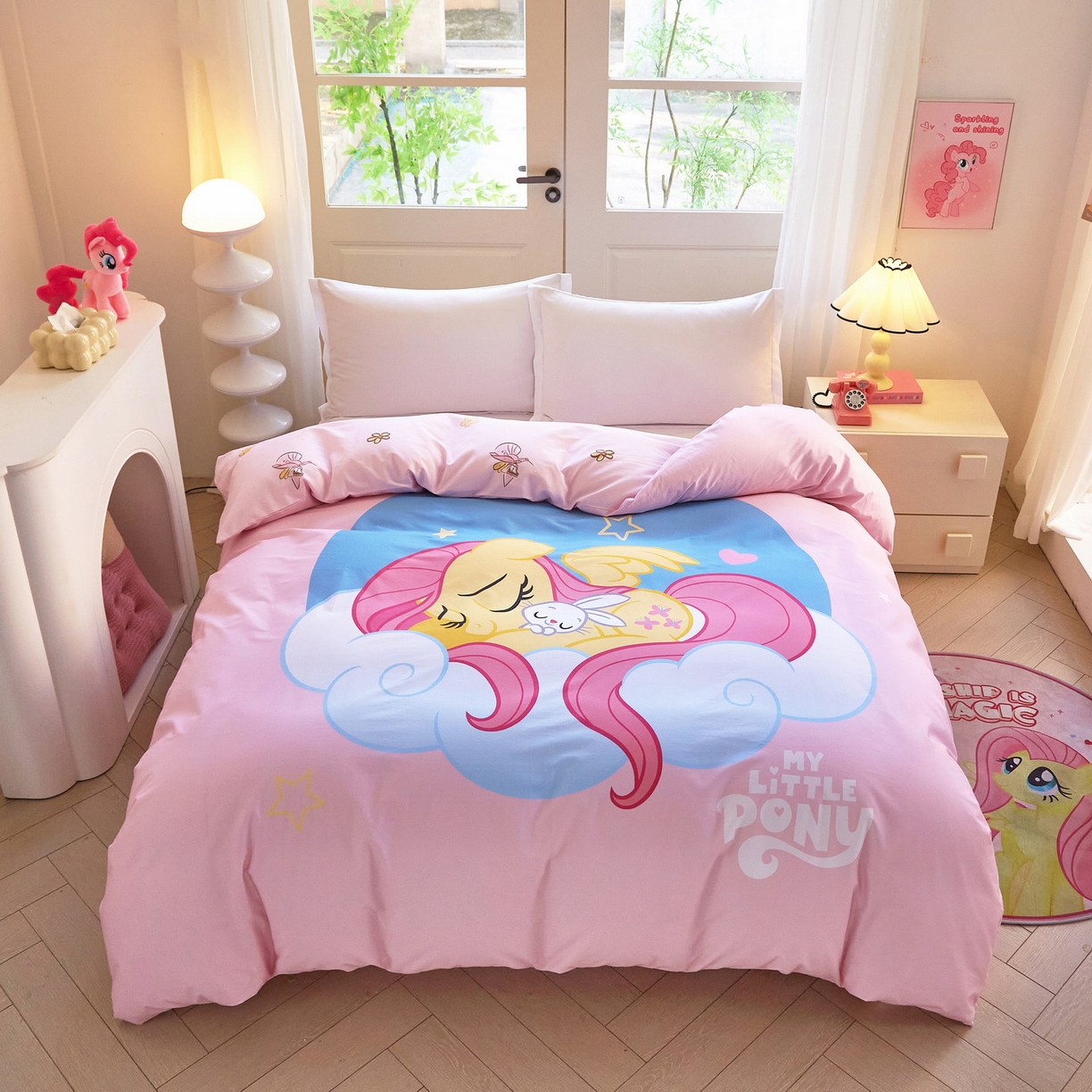 91家纺网 家纺一手货源 找家纺 蘭菲家纺 2026新款全棉纯棉大版卡通单被套被套单件-小马宝莉 晚安.宝莉