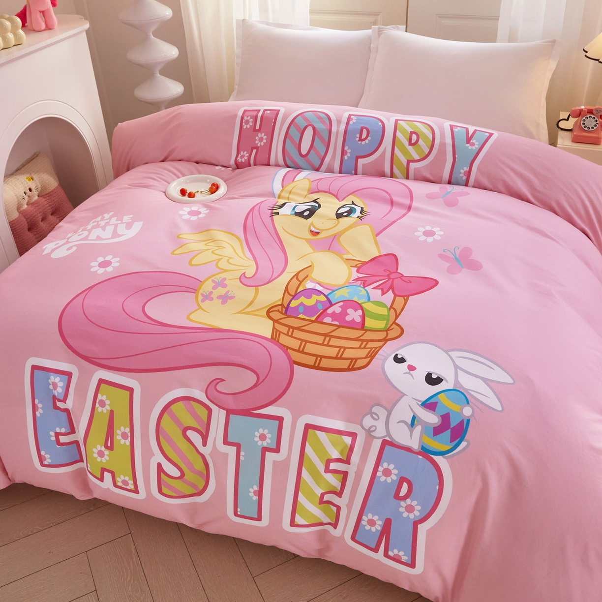 91家纺网 家纺一手货源 找家纺 蘭菲家纺 2026新款全棉纯棉大版卡通单被套被套单件-小马宝莉 粉色.宝莉