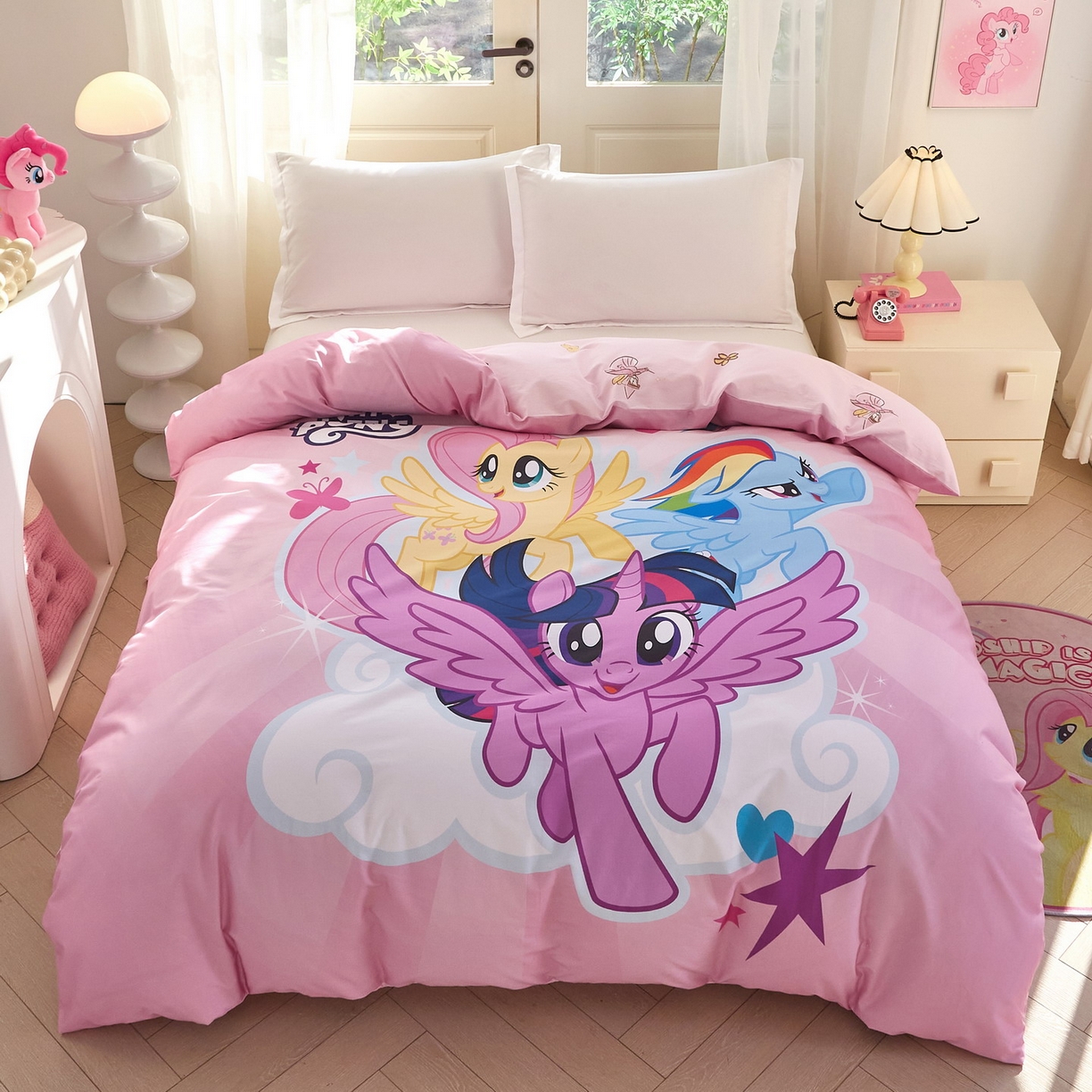 91家纺网 家纺一手货源 找家纺 蘭菲家纺 2026新款全棉纯棉大版卡通单被套被套单件-小马宝莉 飞翔.宝莉