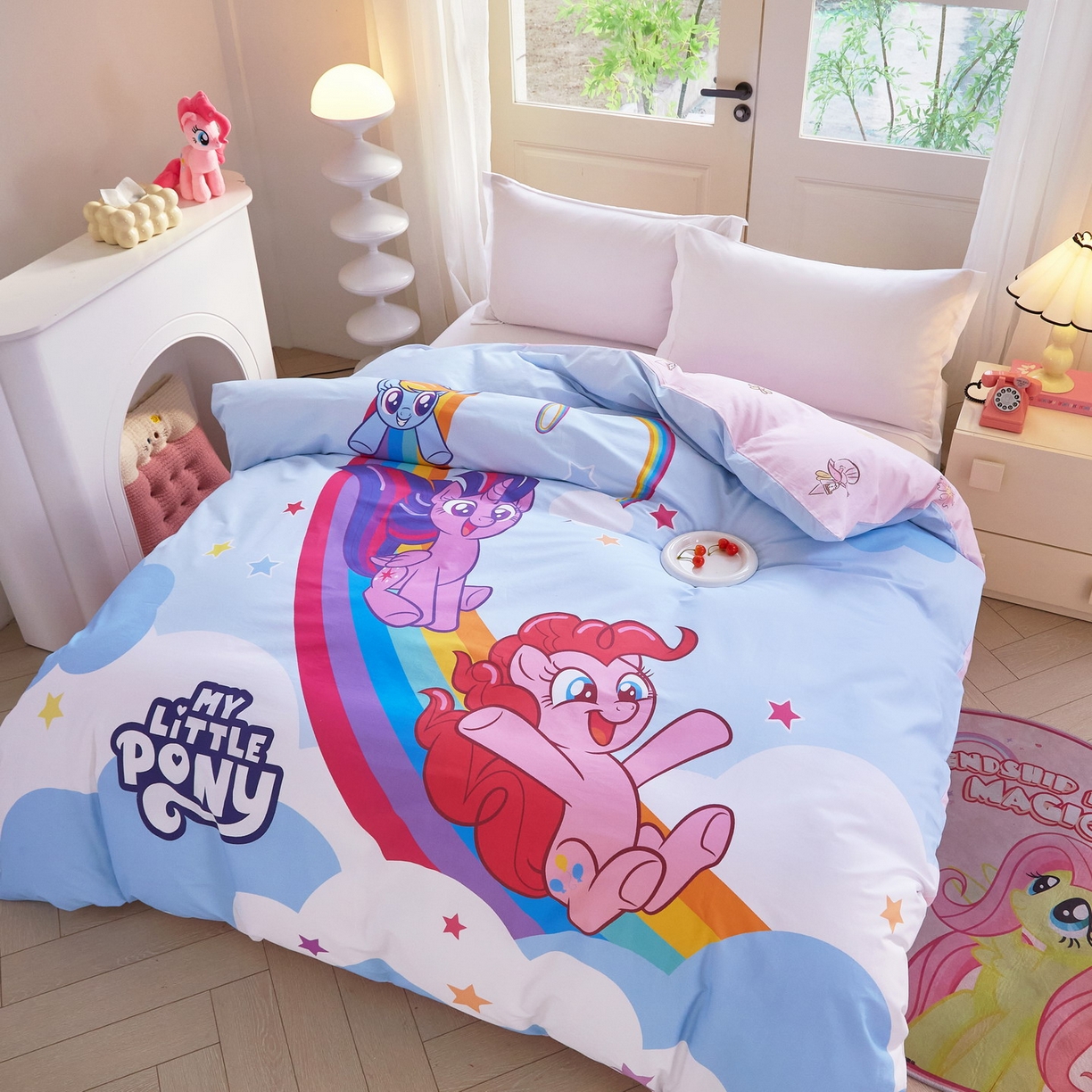 91家纺网 家纺一手货源 找家纺 蘭菲家纺 2026新款全棉纯棉大版卡通单被套被套单件-小马宝莉 嗨皮.宝莉