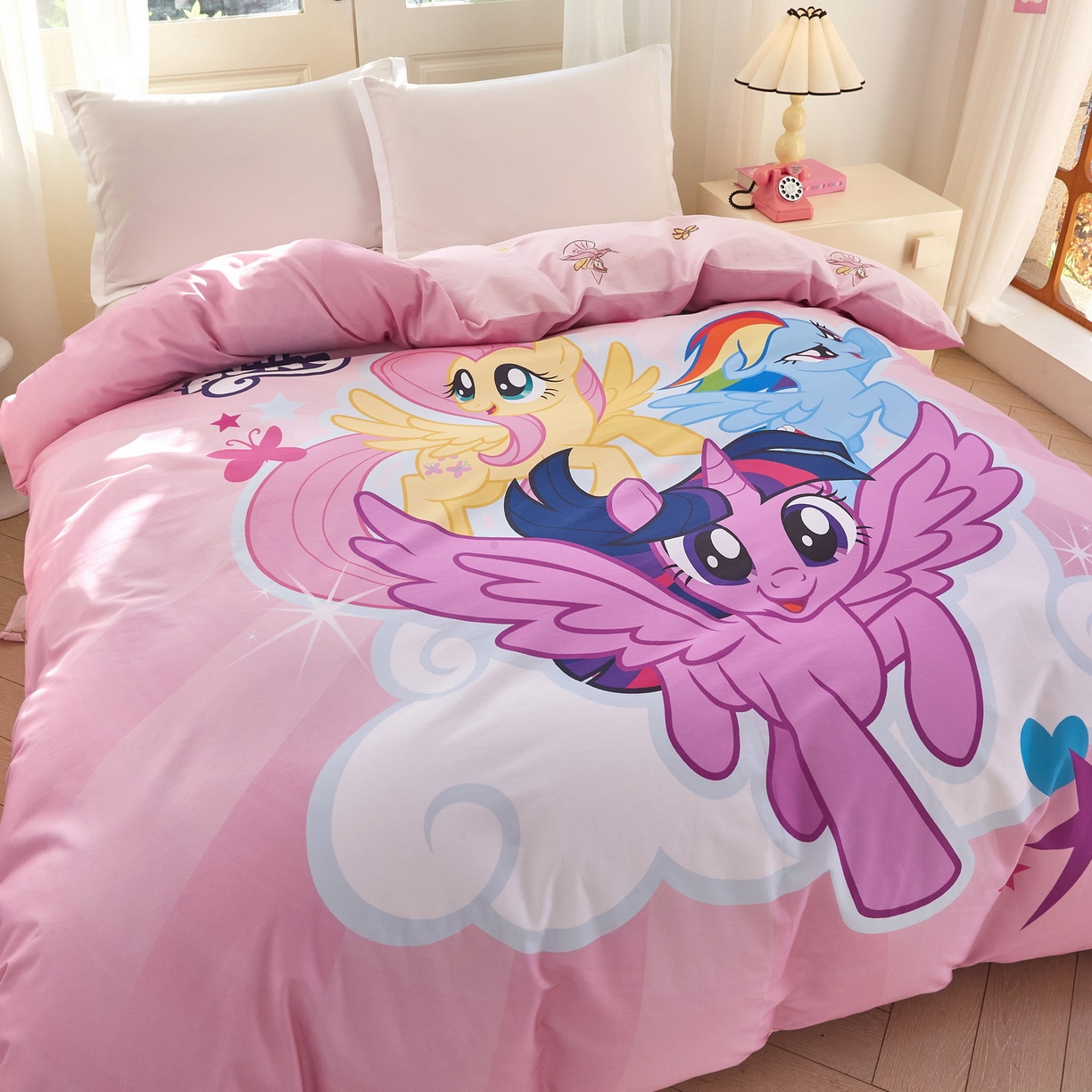 91家纺网 家纺一手货源 找家纺 蘭菲家纺 2026新款全棉纯棉大版卡通单被套被套单件-小马宝莉 飞翔.宝莉