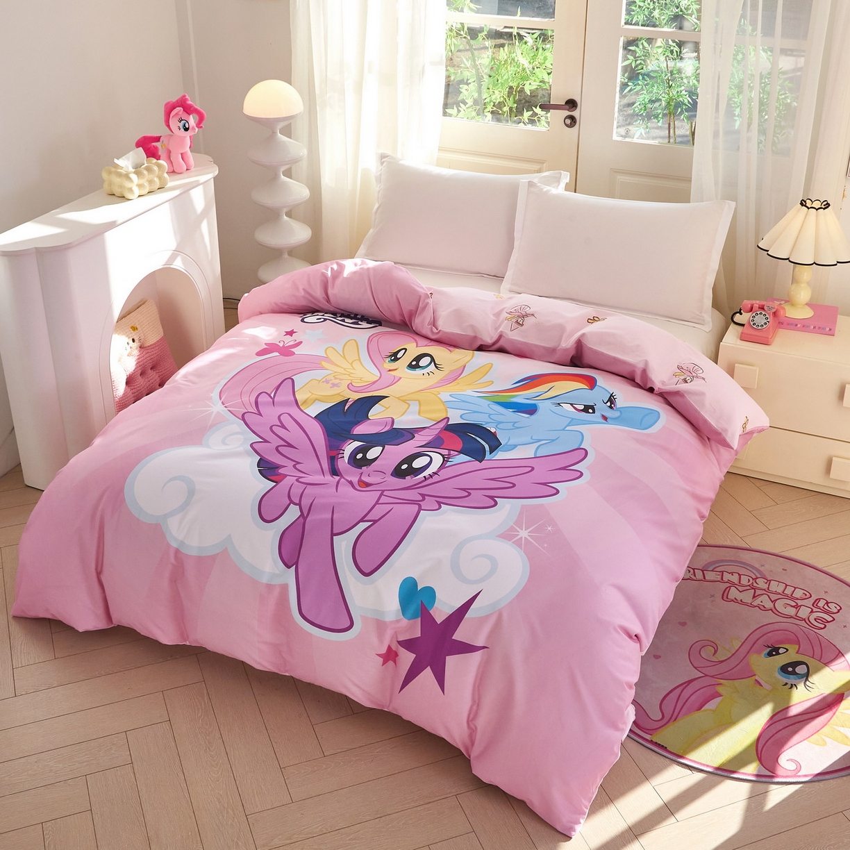 91家纺网 家纺一手货源 找家纺 蘭菲家纺 2026新款全棉纯棉大版卡通单被套被套单件-小马宝莉 飞翔.宝莉