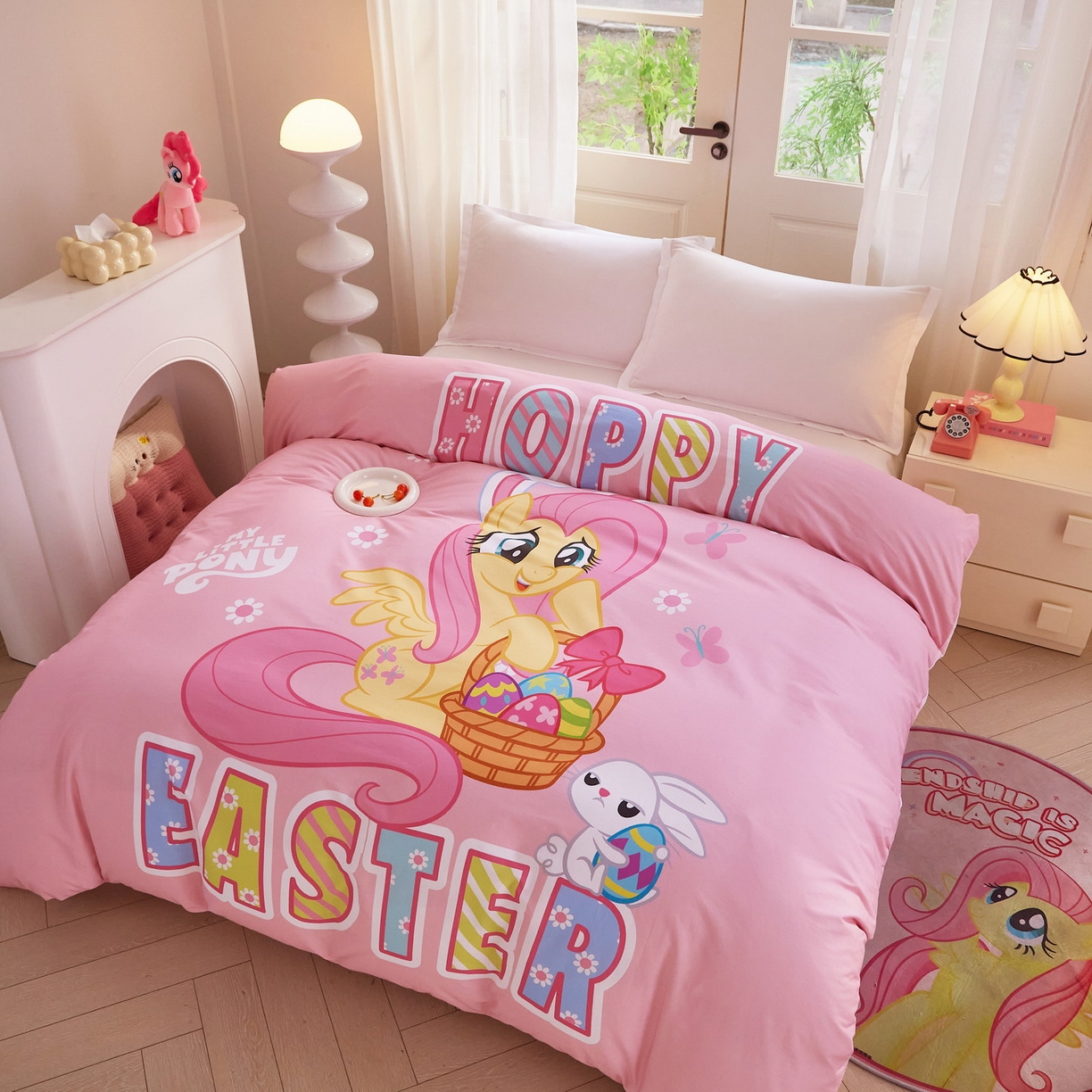 91家纺网 家纺一手货源 找家纺 蘭菲家纺 2026新款全棉纯棉大版卡通单被套被套单件-小马宝莉 粉色.宝莉