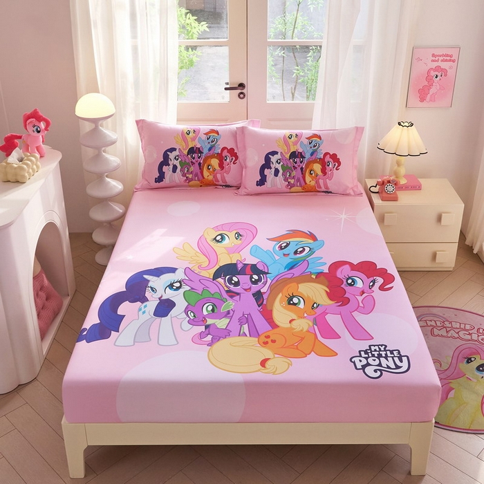 91家纺网 家纺一手货源 找家纺 （总）蘭菲家纺 2026新款全棉纯棉大版卡通单床笠床笠单件-小马宝莉