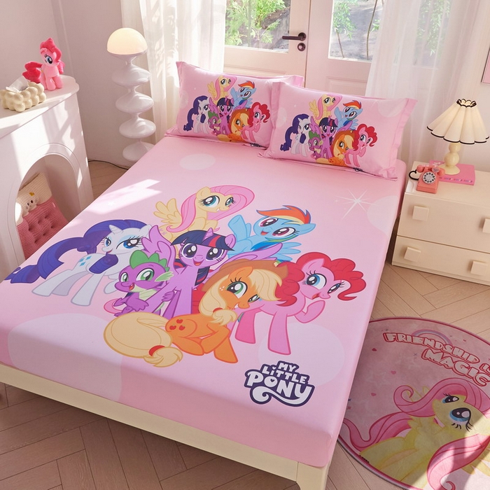 91家纺网 家纺一手货源 找家纺 （总）蘭菲家纺 2026新款全棉纯棉大版卡通单床笠床笠单件-小马宝莉