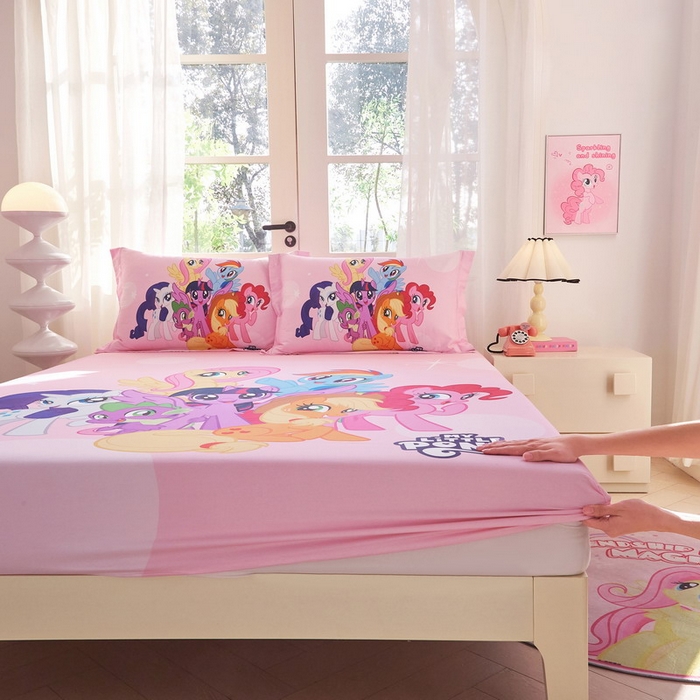 91家纺网 家纺一手货源 找家纺 （总）蘭菲家纺 2026新款全棉纯棉大版卡通单床笠床笠单件-小马宝莉