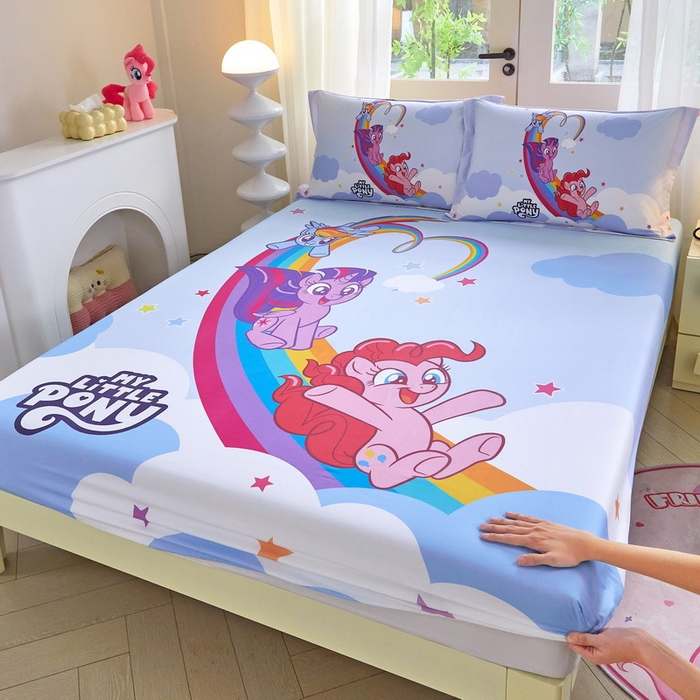 91家纺网 家纺一手货源 找家纺 （总）蘭菲家纺 2026新款全棉纯棉大版卡通单床笠床笠单件-小马宝莉