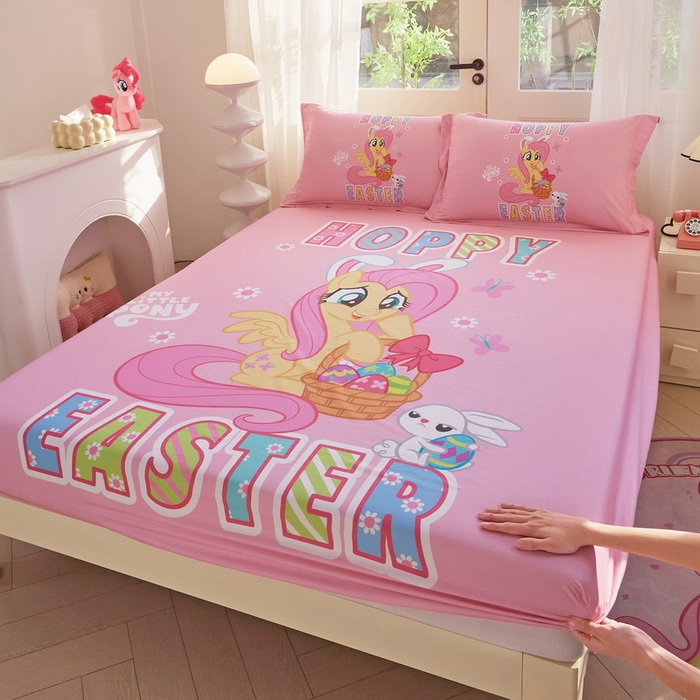 91家纺网 家纺一手货源 找家纺 （总）蘭菲家纺 2026新款全棉纯棉大版卡通单床笠床笠单件-小马宝莉