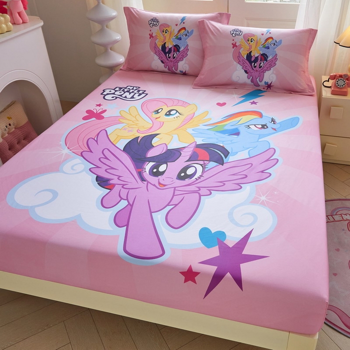 91家纺网 家纺一手货源 找家纺 （总）蘭菲家纺 2026新款全棉纯棉大版卡通单床笠床笠单件-小马宝莉