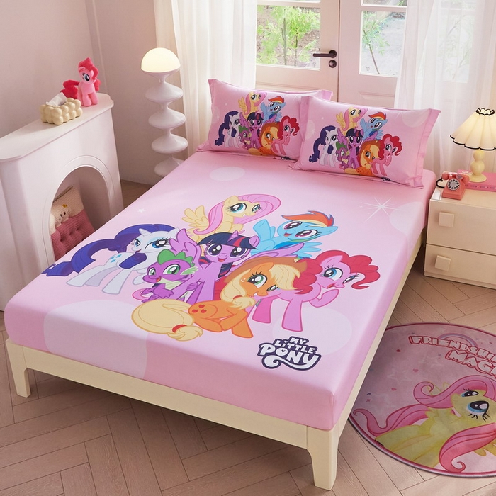 91家纺网 家纺一手货源 找家纺 （总）蘭菲家纺 2026新款全棉纯棉大版卡通单床笠床笠单件-小马宝莉