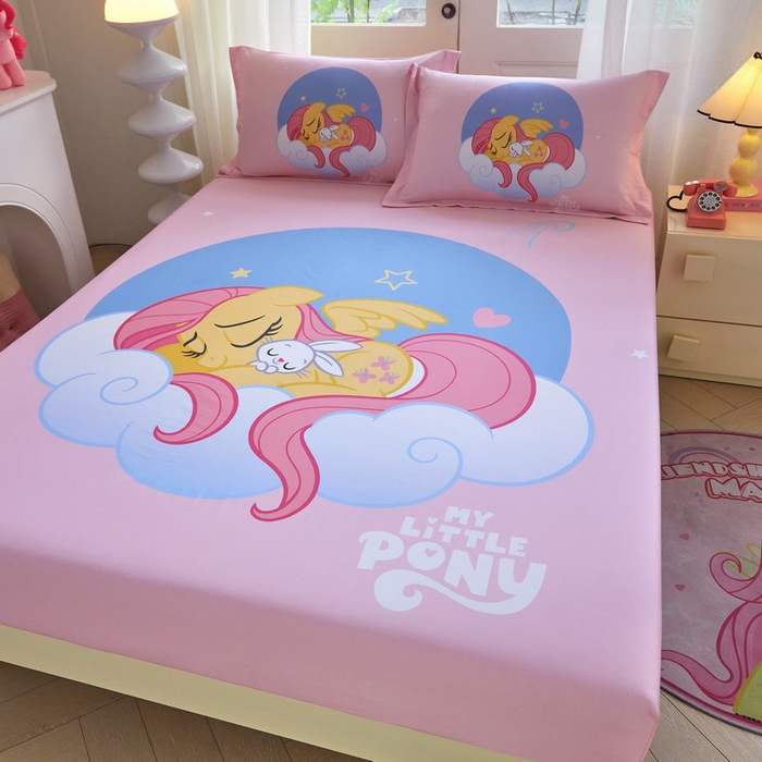 91家纺网 家纺一手货源 找家纺 蘭菲家纺 2026新款全棉纯棉大版卡通单床笠床笠单件-小马宝莉 晚安.宝莉