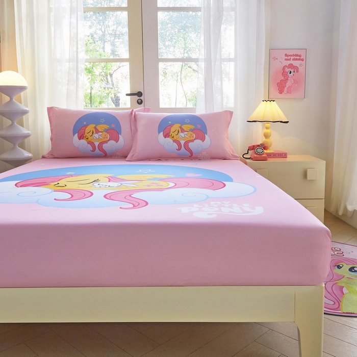 91家纺网 家纺一手货源 找家纺 蘭菲家纺 2026新款全棉纯棉大版卡通单床笠床笠单件-小马宝莉 晚安.宝莉