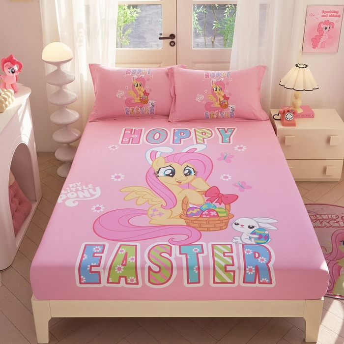 91家纺网 家纺一手货源 找家纺 蘭菲家纺 2026新款全棉纯棉大版卡通单床笠床笠单件-小马宝莉 粉色.宝莉