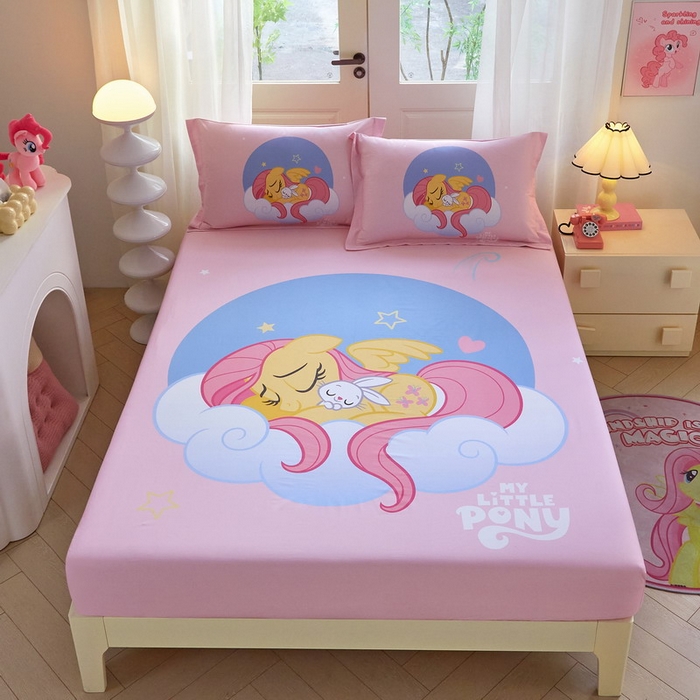 91家纺网 家纺一手货源 找家纺 蘭菲家纺 2026新款全棉纯棉大版卡通单床笠床笠单件-小马宝莉 晚安.宝莉