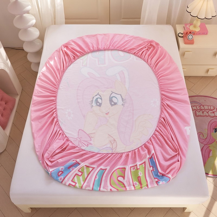 91家纺网 家纺一手货源 找家纺 蘭菲家纺 2026新款全棉纯棉大版卡通单床笠床笠单件-小马宝莉 粉色.宝莉