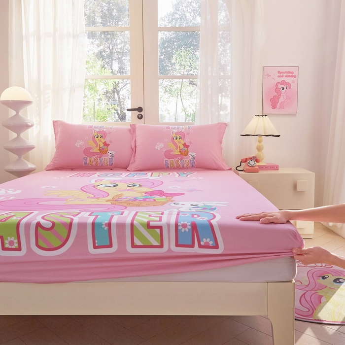 91家纺网 家纺一手货源 找家纺 蘭菲家纺 2026新款全棉纯棉大版卡通单床笠床笠单件-小马宝莉 粉色.宝莉