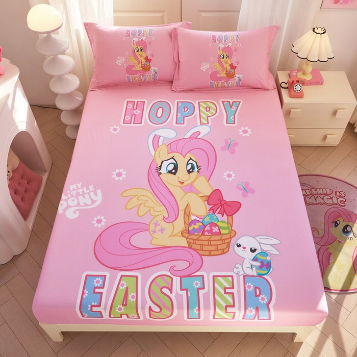 91家纺网 家纺一手货源 找家纺 蘭菲家纺 2026新款全棉纯棉大版卡通单床笠床笠单件-小马宝莉 粉色.宝莉