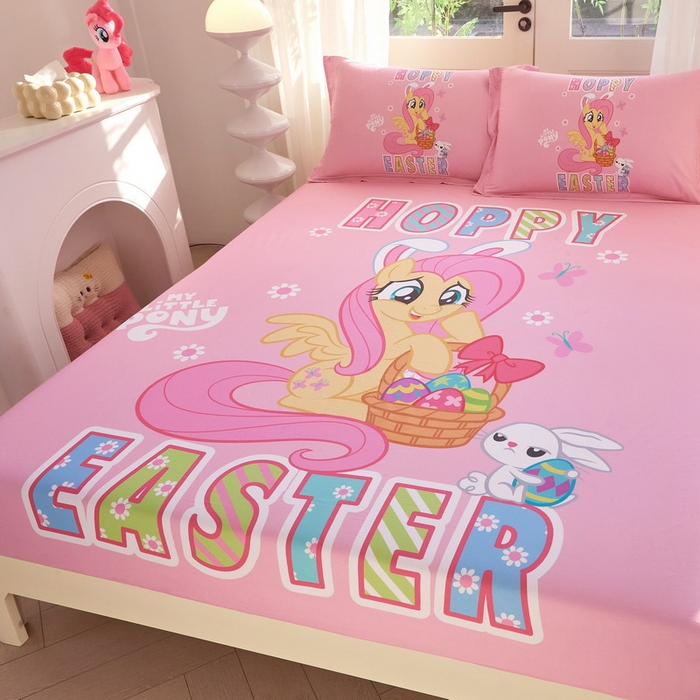 91家纺网 家纺一手货源 找家纺 蘭菲家纺 2026新款全棉纯棉大版卡通单床笠床笠单件-小马宝莉 粉色.宝莉