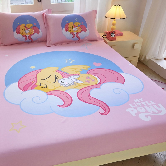 91家纺网 家纺一手货源 找家纺 蘭菲家纺 2026新款全棉纯棉大版卡通单床笠床笠单件-小马宝莉 晚安.宝莉