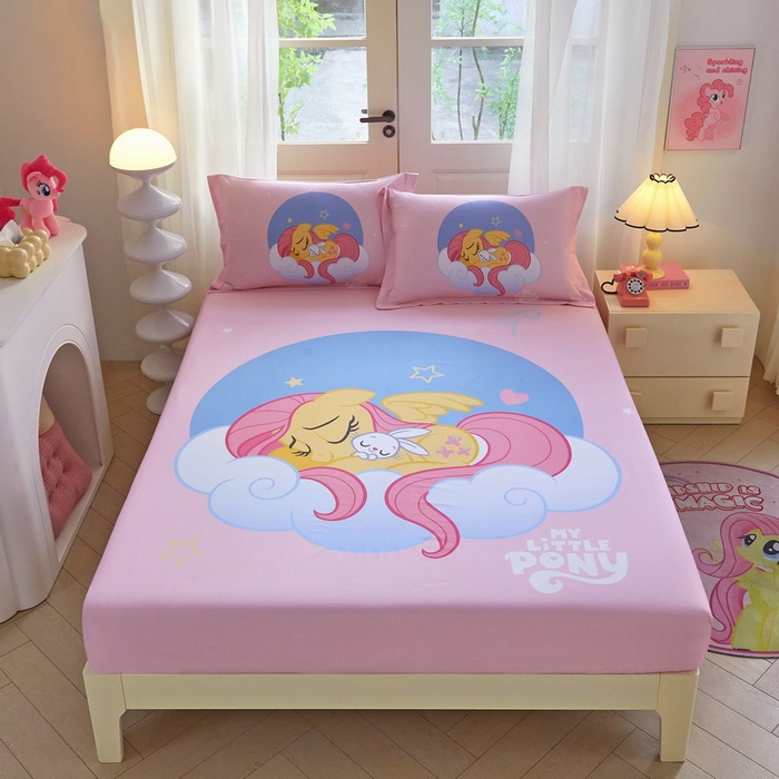 91家纺网 家纺一手货源 找家纺 蘭菲家纺 2026新款全棉纯棉大版卡通单床笠床笠单件-小马宝莉 晚安.宝莉